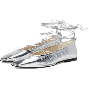 Dolce Vita Metallic Silver Lace-Up Pointed Flats